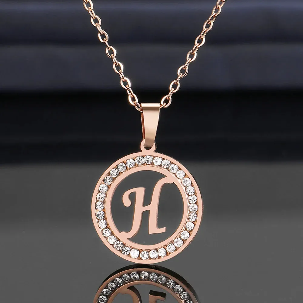 Rhinestone Initials Necklaces