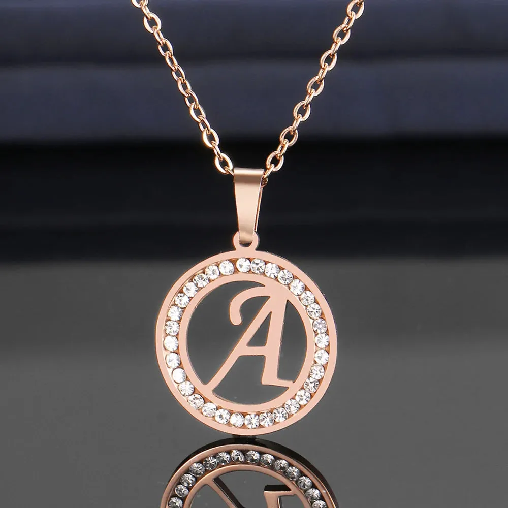 Rhinestone Initials Necklaces