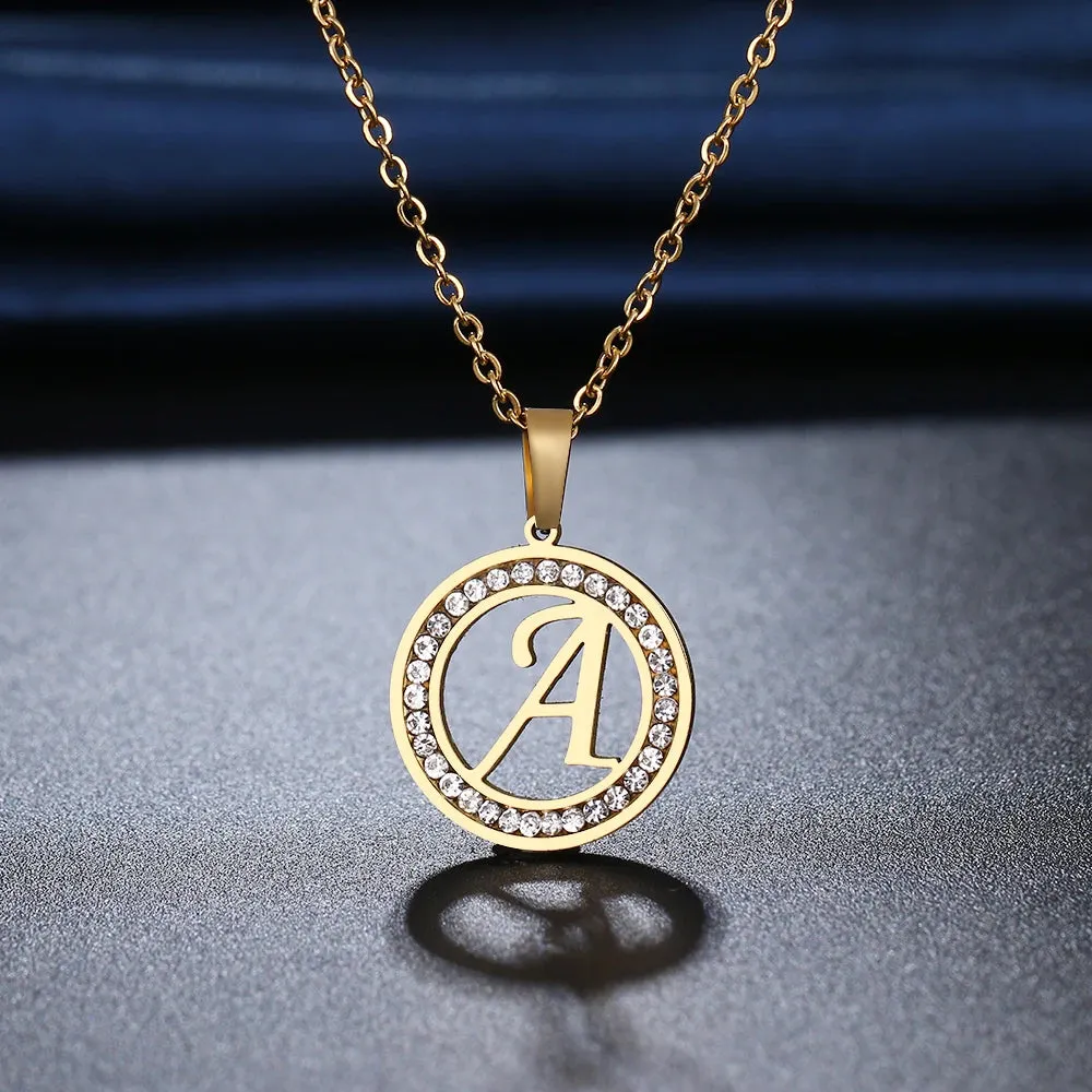 Rhinestone Initials Necklaces