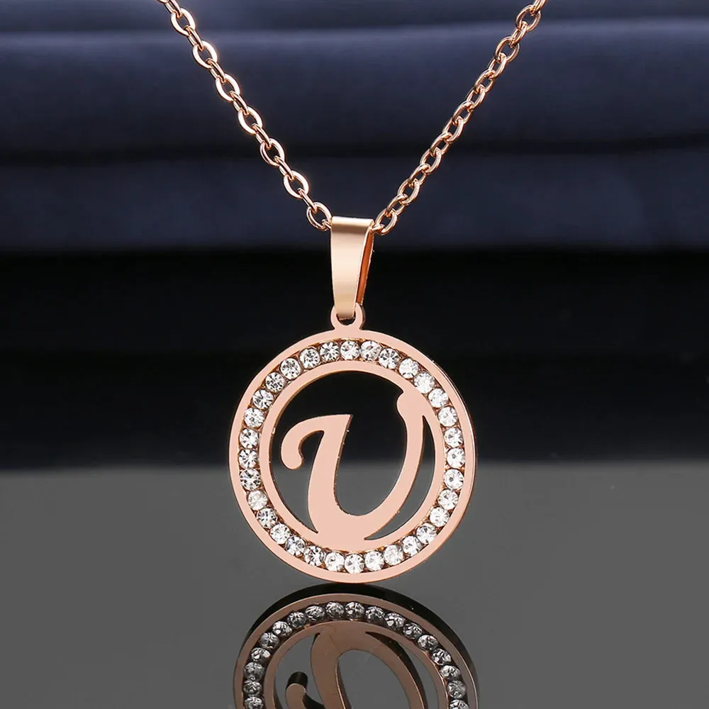 Rhinestone Initials Necklaces