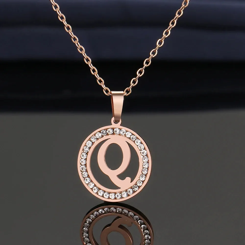 Rhinestone Initials Necklaces
