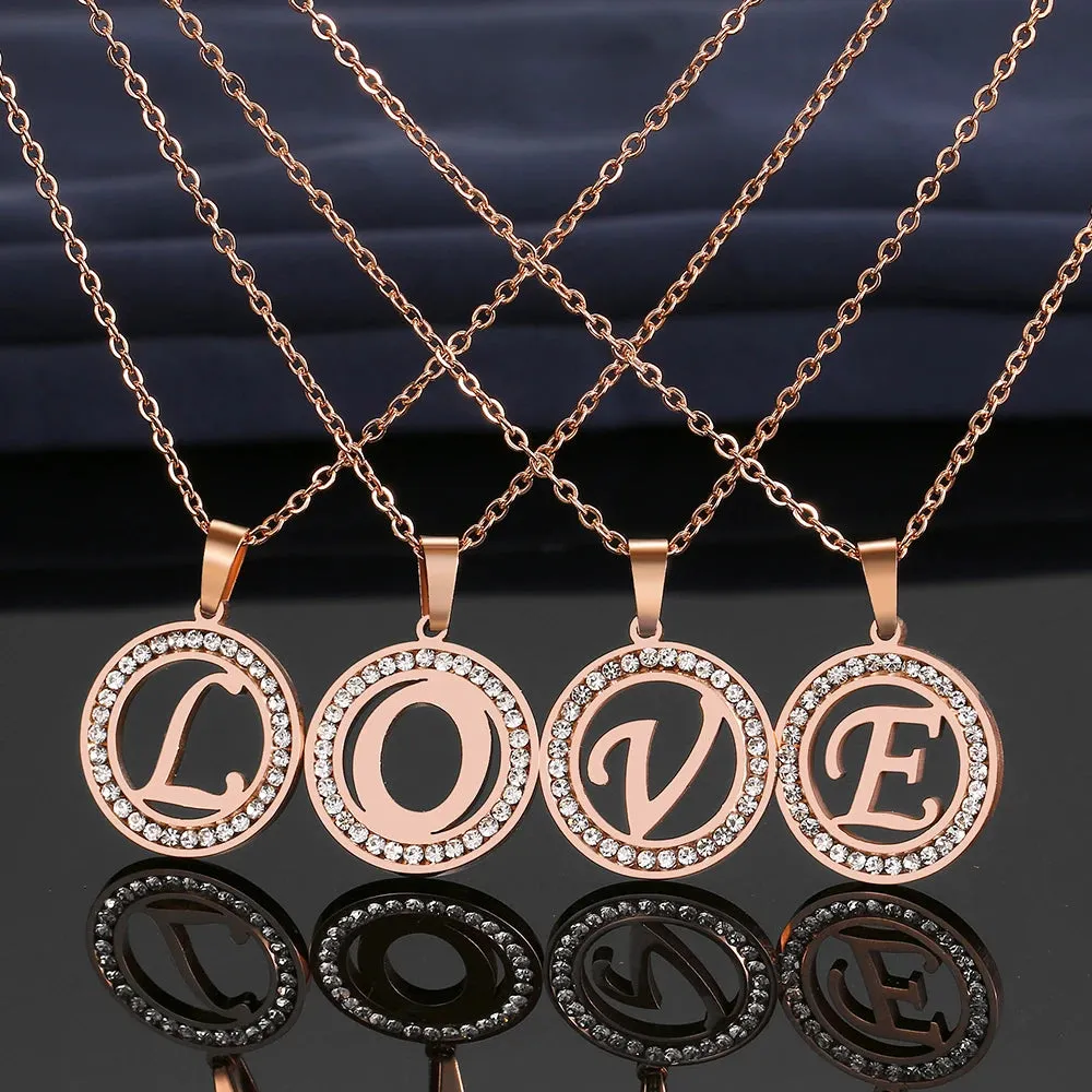 Rhinestone Initials Necklaces