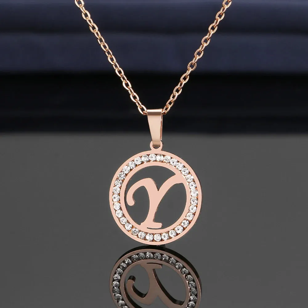 Rhinestone Initials Necklaces