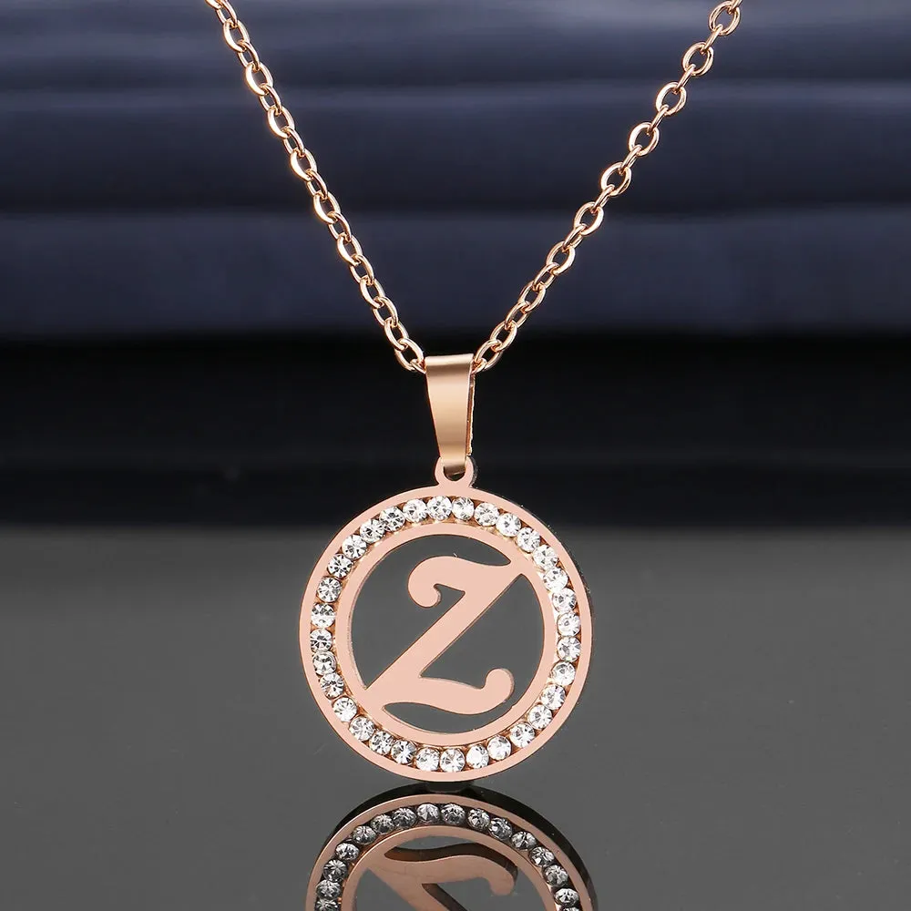Rhinestone Initials Necklaces