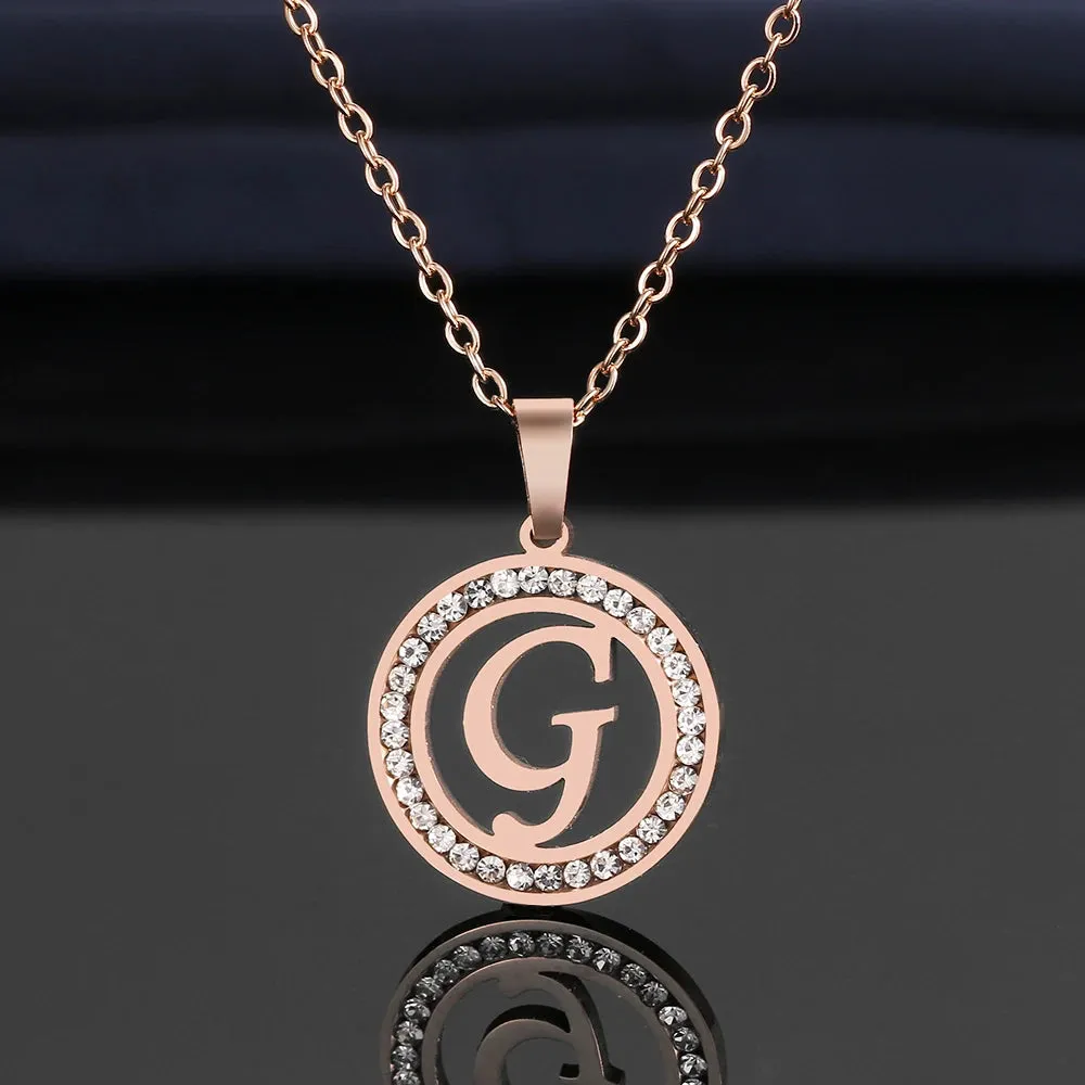 Rhinestone Initials Necklaces