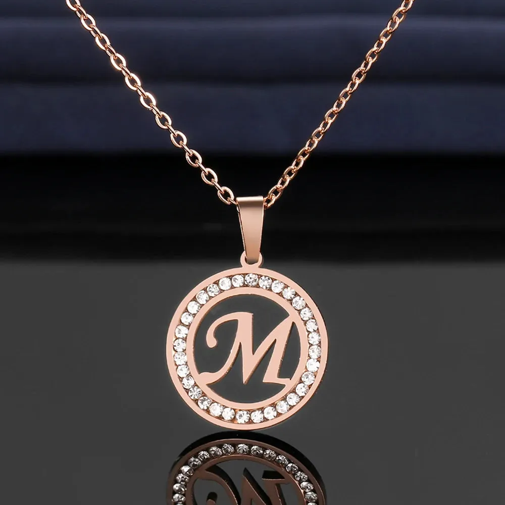 Rhinestone Initials Necklaces