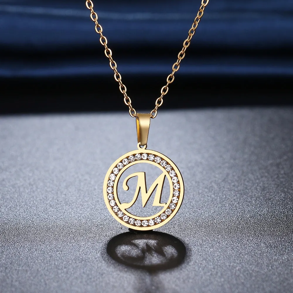 Rhinestone Initials Necklaces
