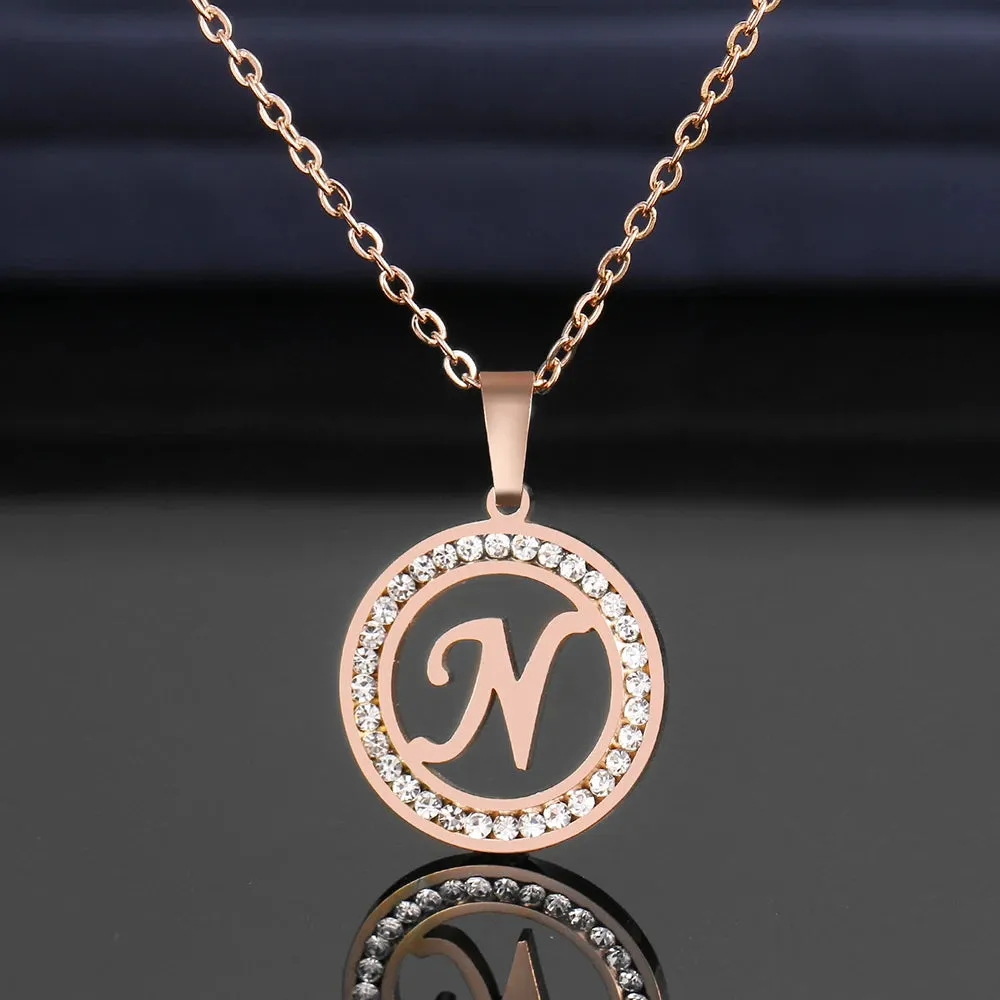 Rhinestone Initials Necklaces