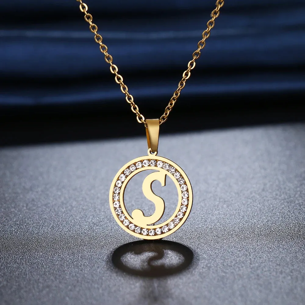 Rhinestone Initials Necklaces