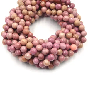 Rhodonite Beads | Faceted Pink Round Natural Gemstone Beads - 4mm 6mm 8mm 10mm 12mm