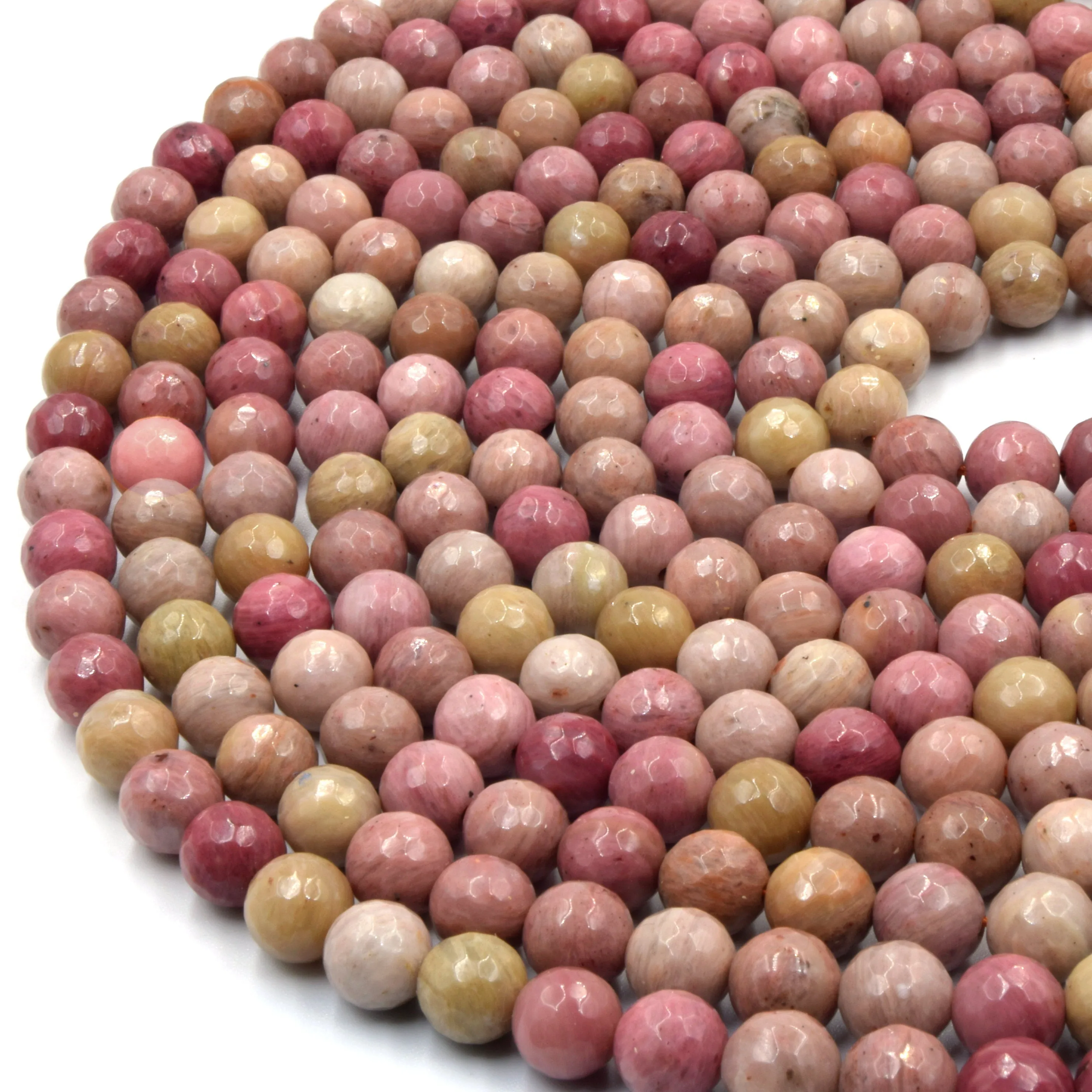 Rhodonite Beads | Faceted Pink Round Natural Gemstone Beads - 4mm 6mm 8mm 10mm 12mm