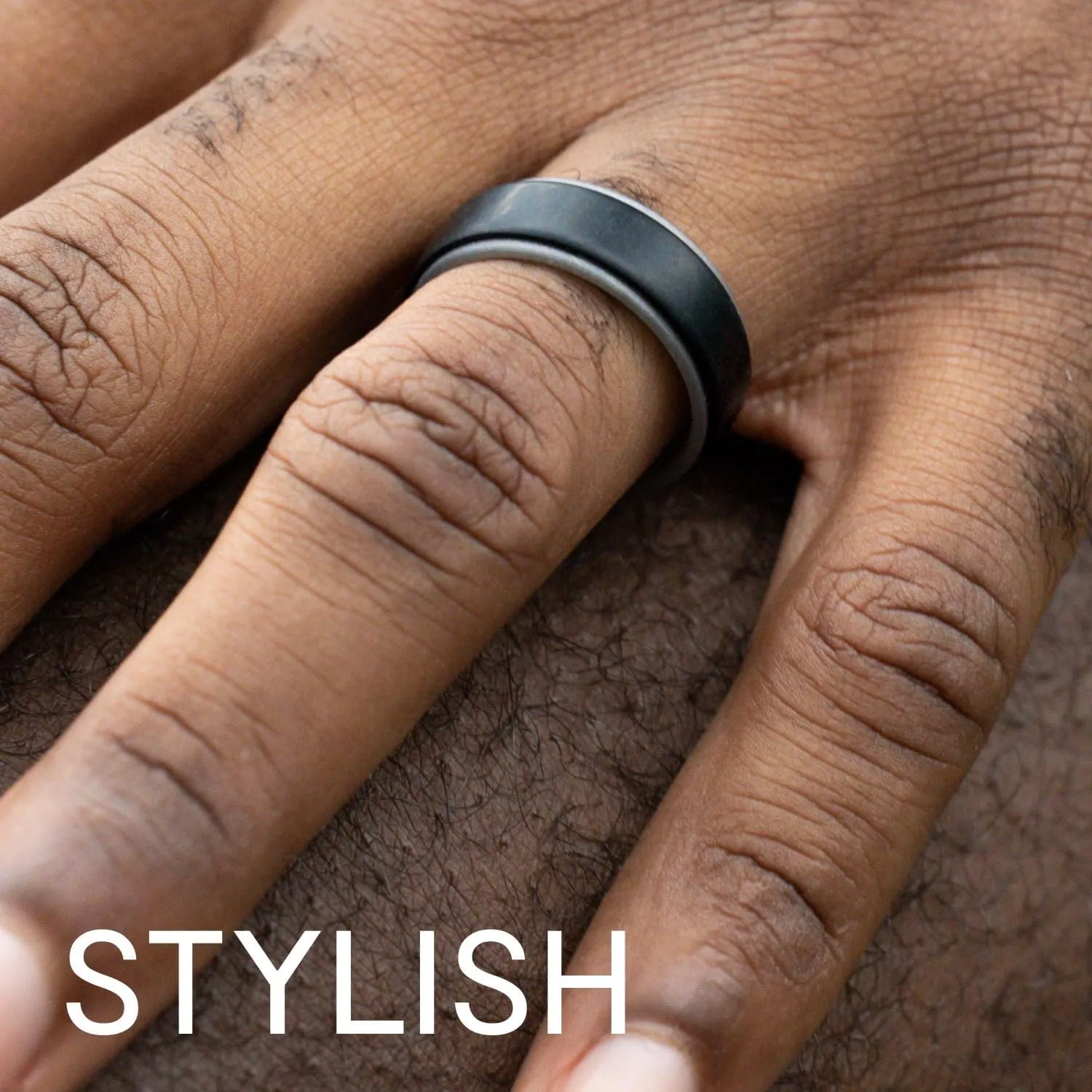 ROQ Silicone Rubber Wedding Ring for Men, Comfort Fit, Men's Wedding Band, Enhanced Breathability, Inner Arrow Shape Grooves, Dome Style, 8mm Wide 2mm Thick, Multi Colors