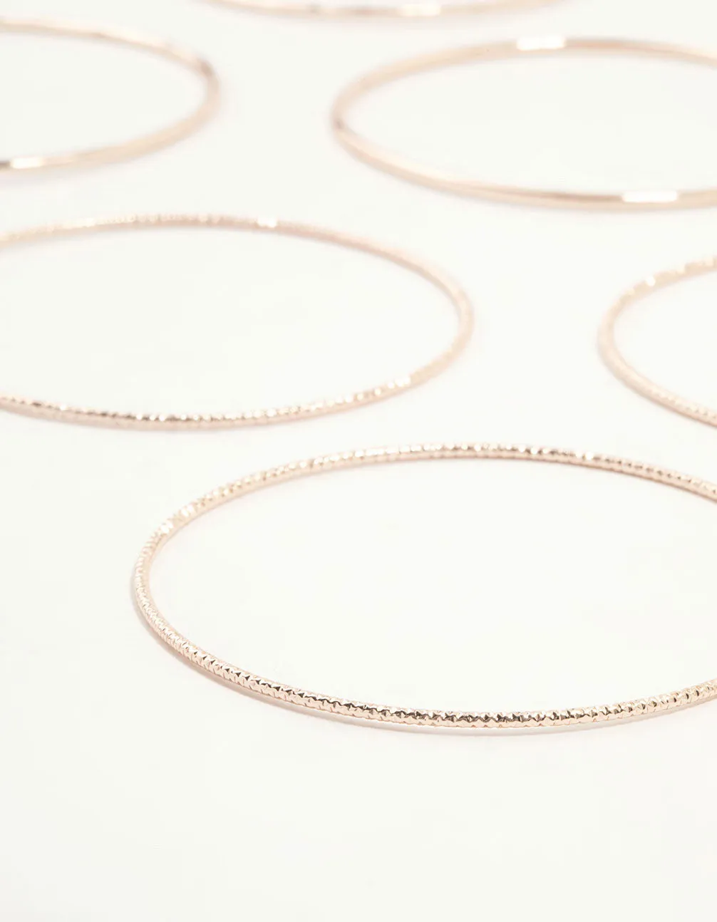 Rose Gold Twisted & Plain Thin Bangles 9-Pack