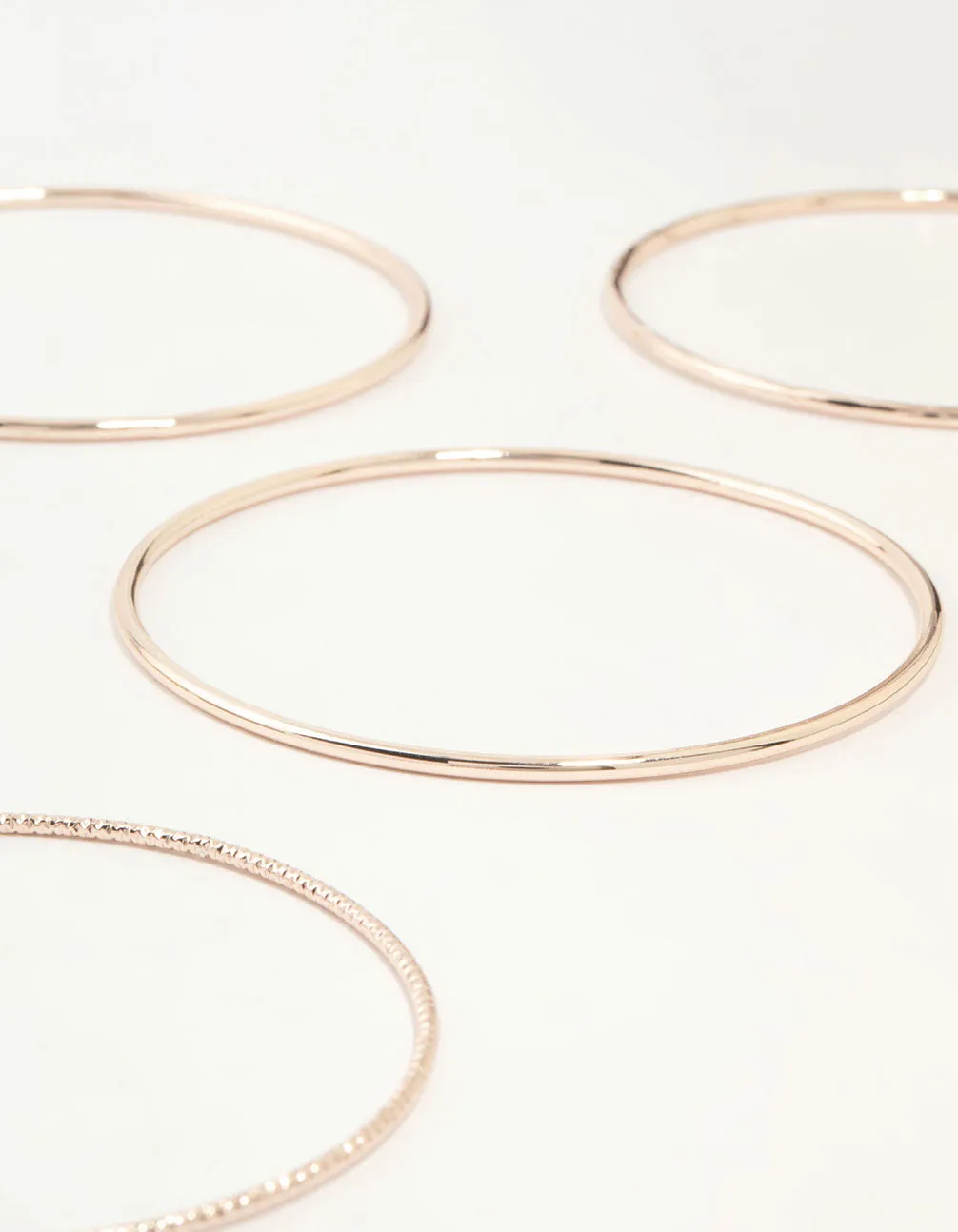 Rose Gold Twisted & Plain Thin Bangles 9-Pack