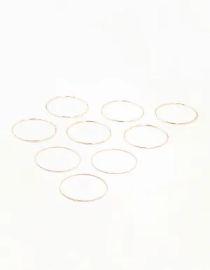 Rose Gold Twisted & Plain Thin Bangles 9-Pack