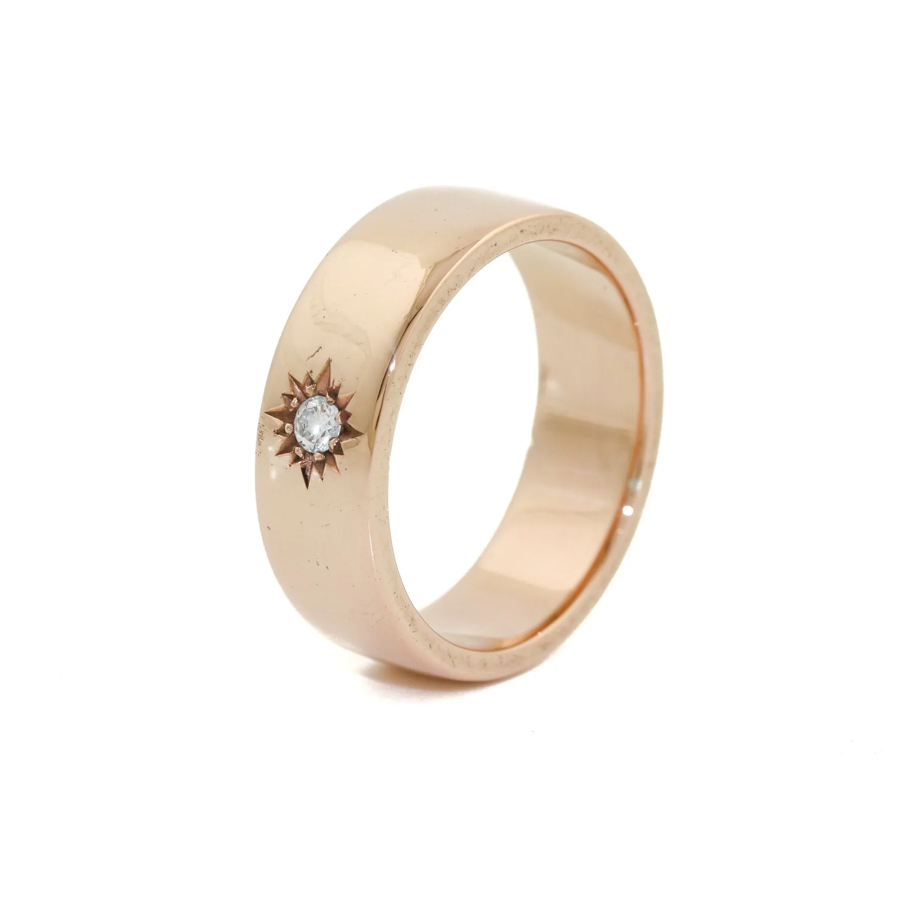 Rose Gold Victorian-Style Solitaire Diamond Band