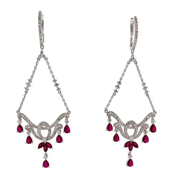 Royal Collection Ruby and Diamond Chandelier Earrings