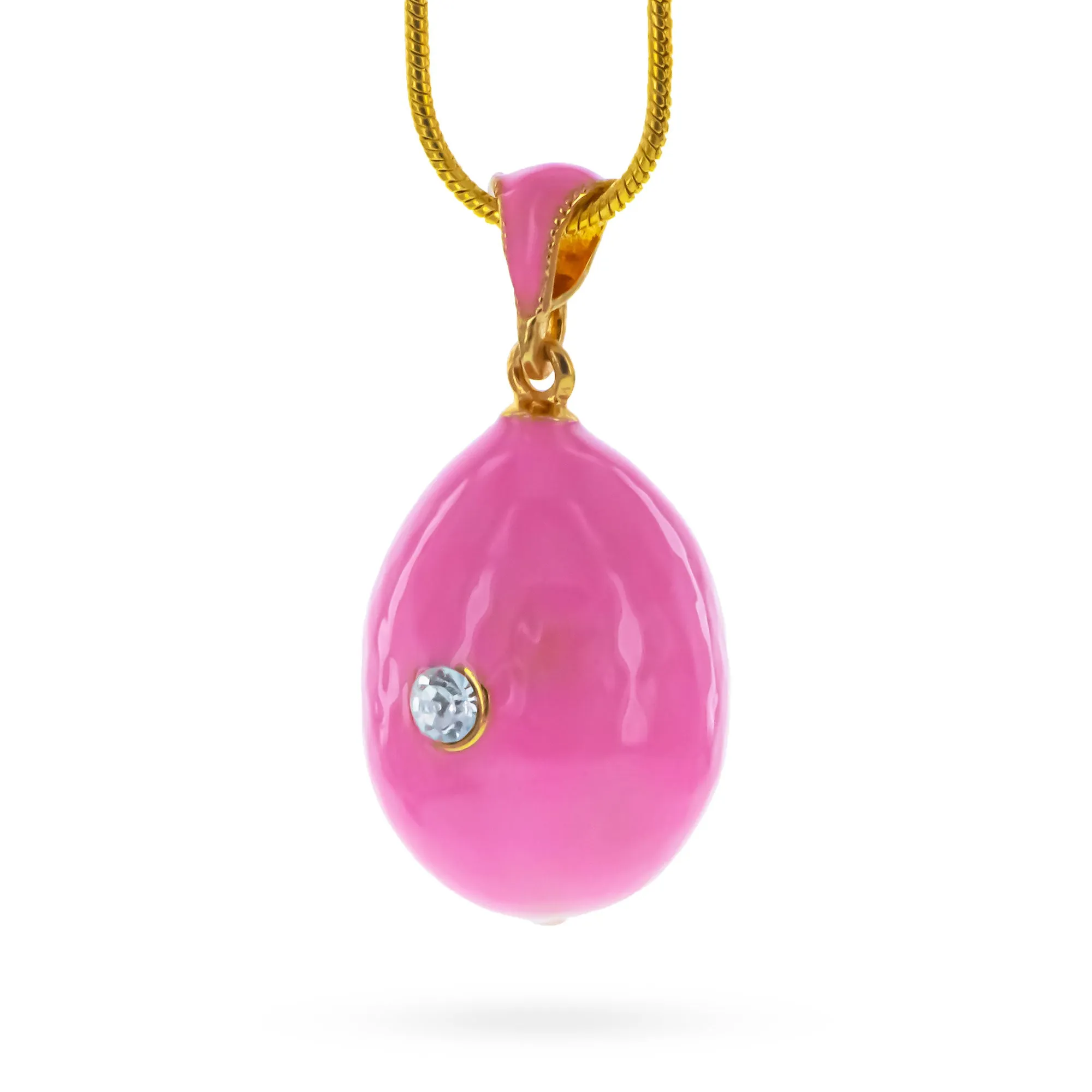 Royal Rose Enamel Egg Pendant Necklace