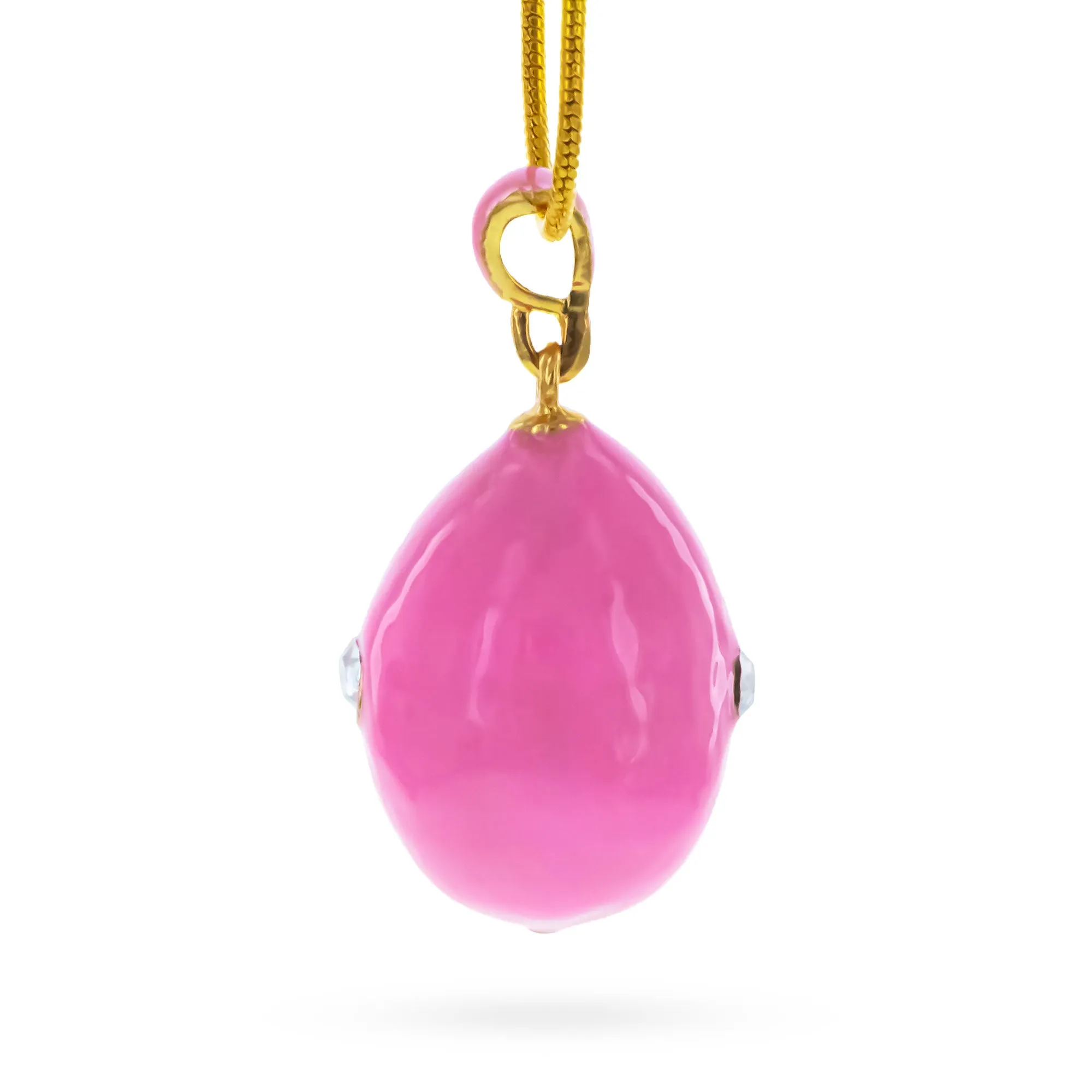 Royal Rose Enamel Egg Pendant Necklace
