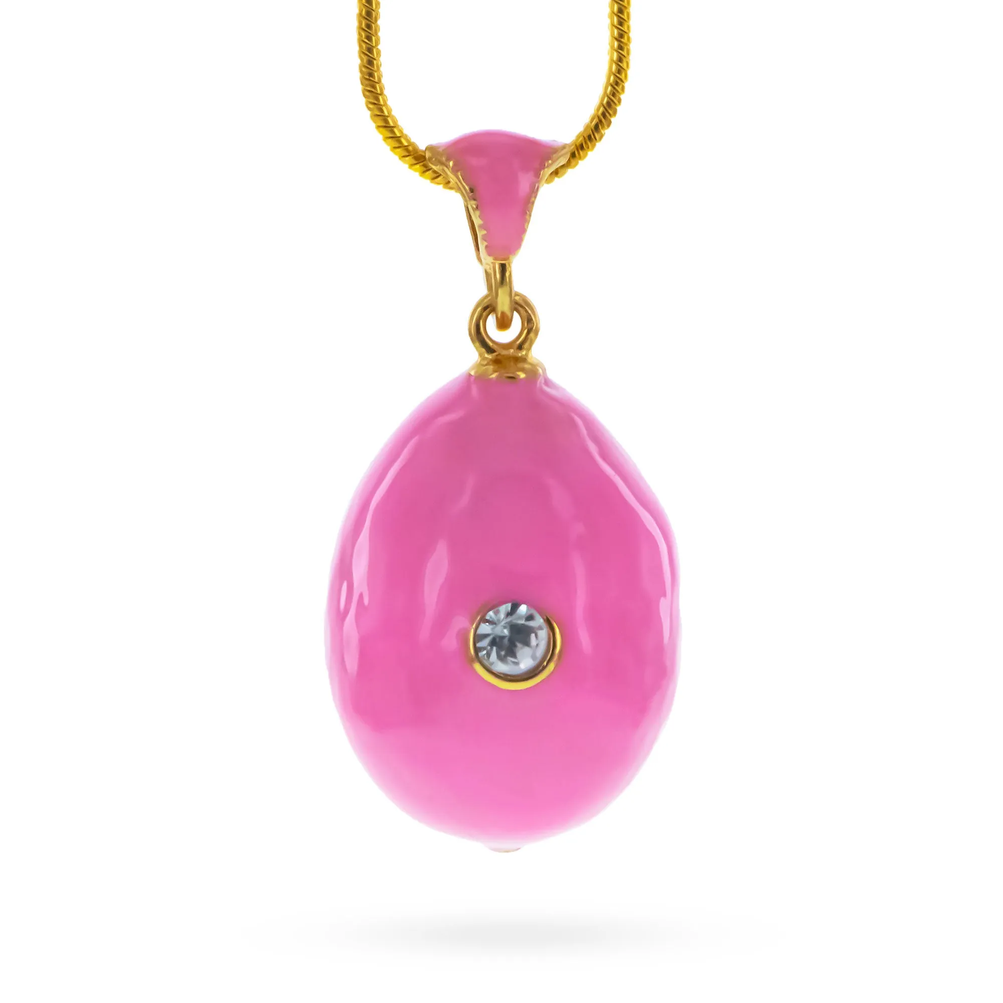 Royal Rose Enamel Egg Pendant Necklace