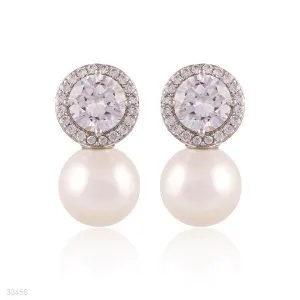 ROYAL ROUND SILVER PEARL EARRINGS