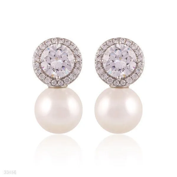 ROYAL ROUND SILVER PEARL EARRINGS