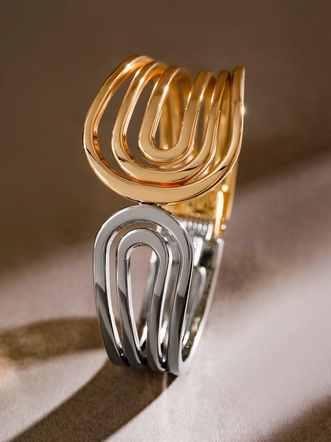 Rubans Modern Dual-Tone Open Cuff Bracelet