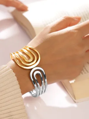 Rubans Modern Dual-Tone Open Cuff Bracelet