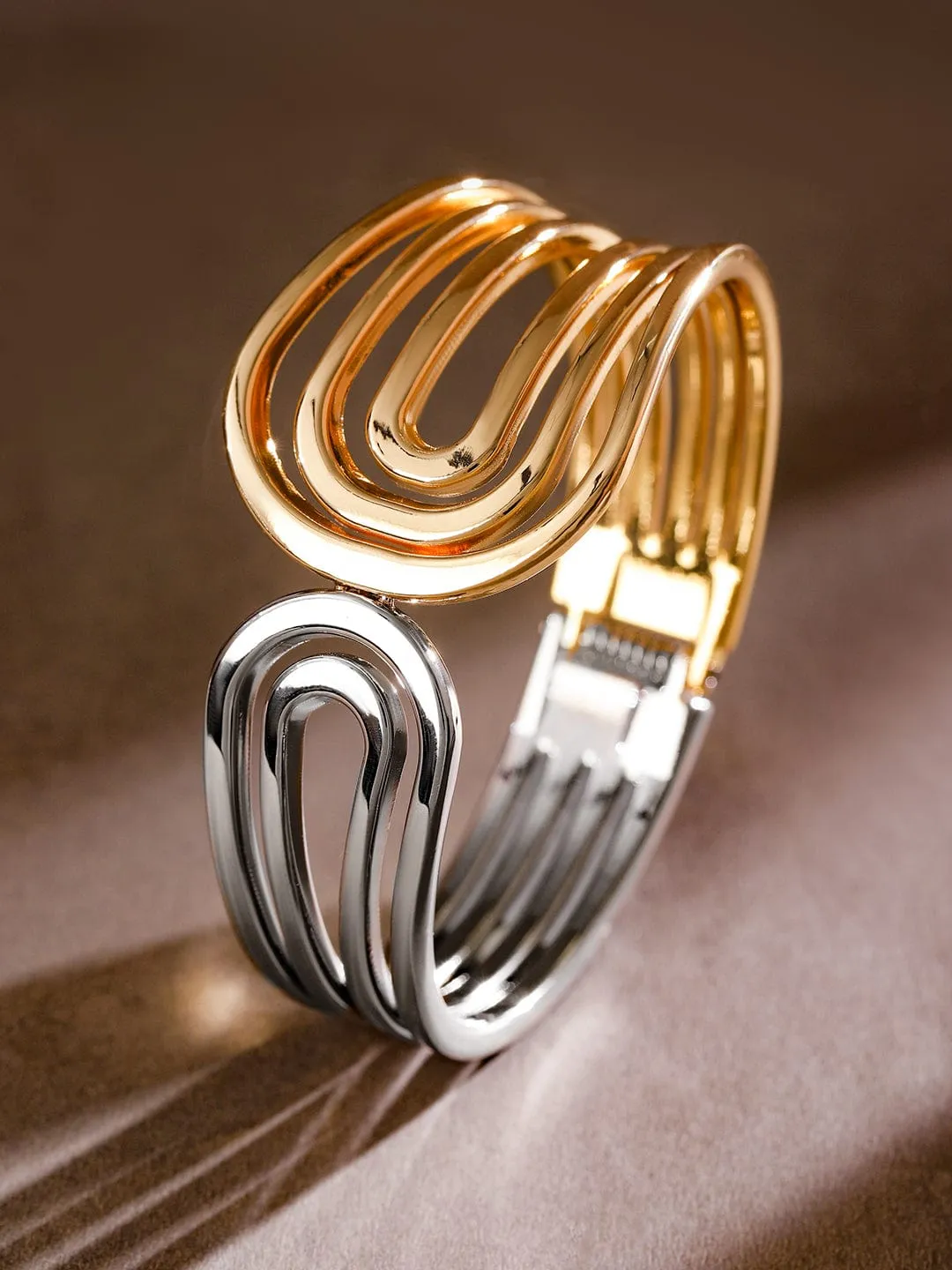 Rubans Modern Dual-Tone Open Cuff Bracelet