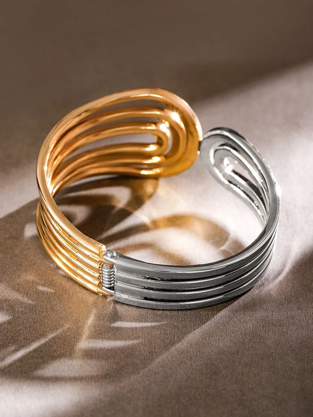 Rubans Modern Dual-Tone Open Cuff Bracelet