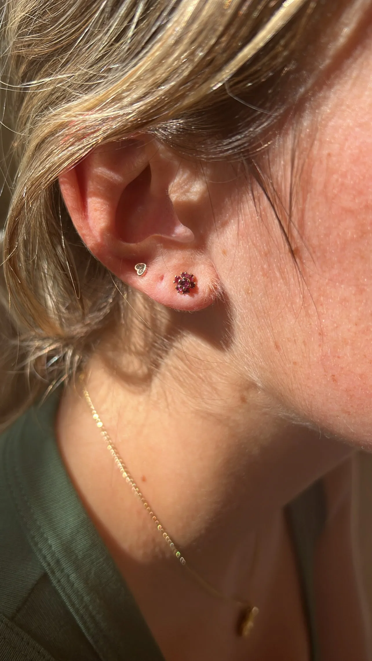 Ruby Flower Earrings