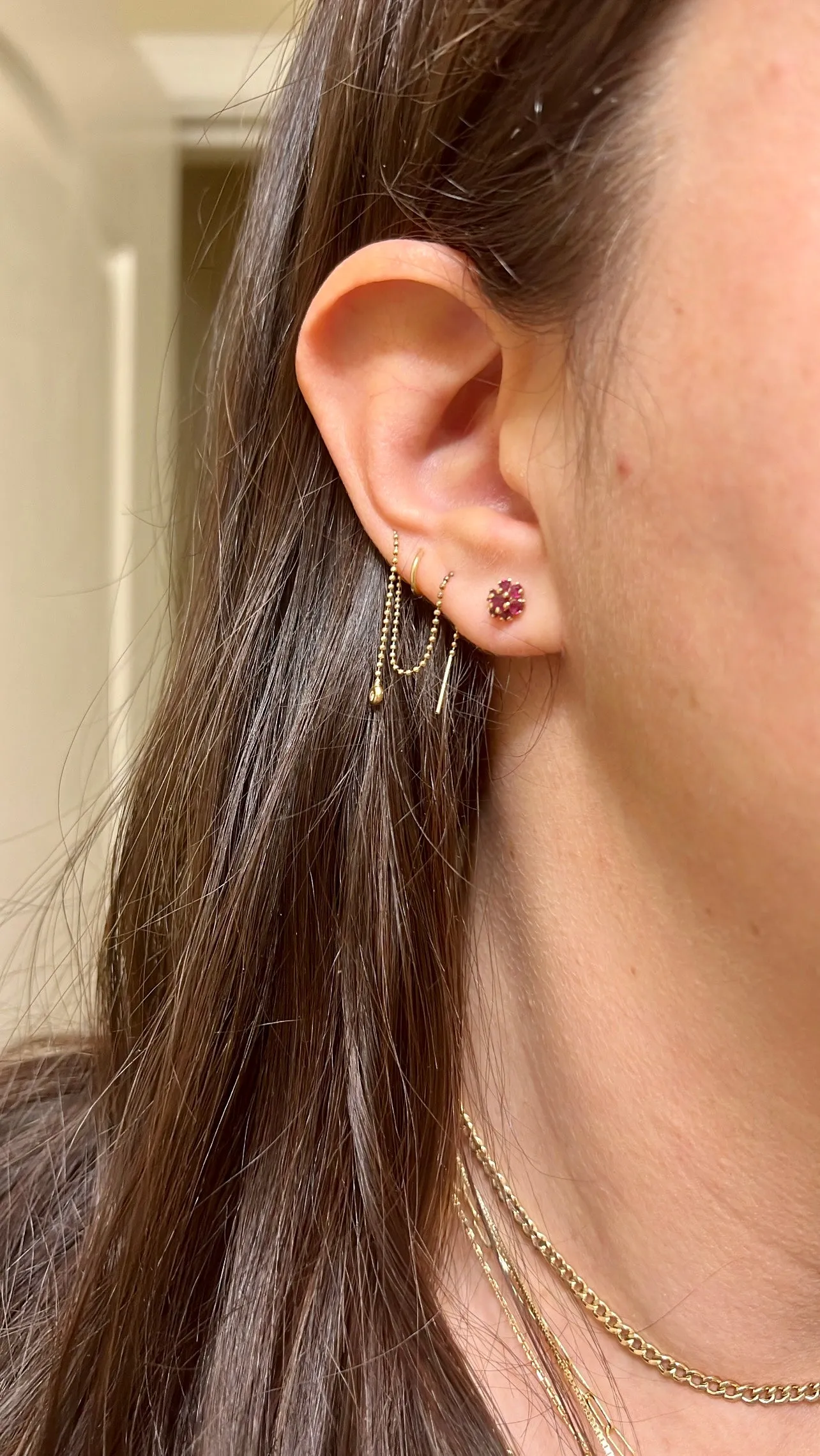 Ruby Flower Earrings