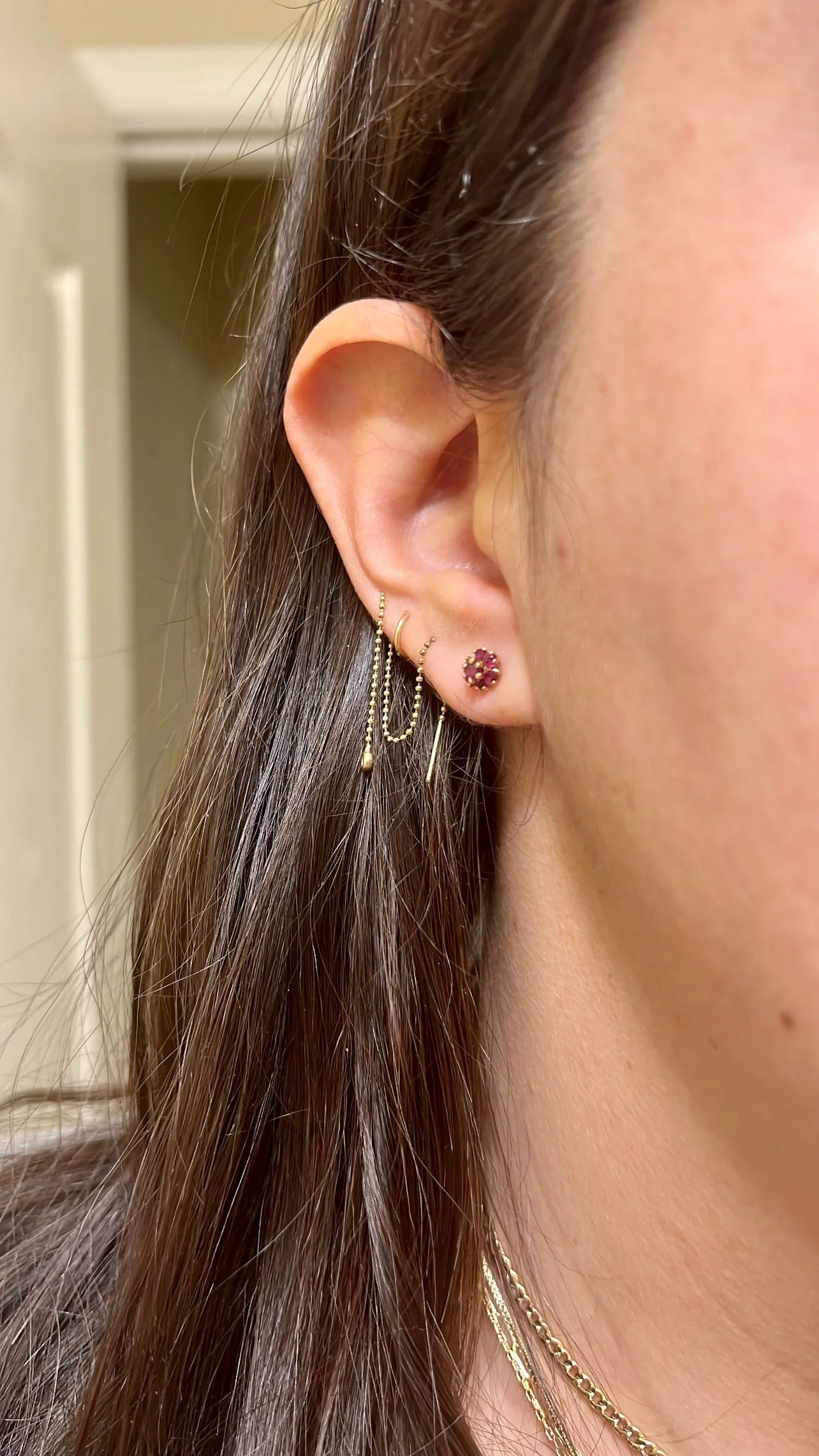 Ruby Flower Earrings