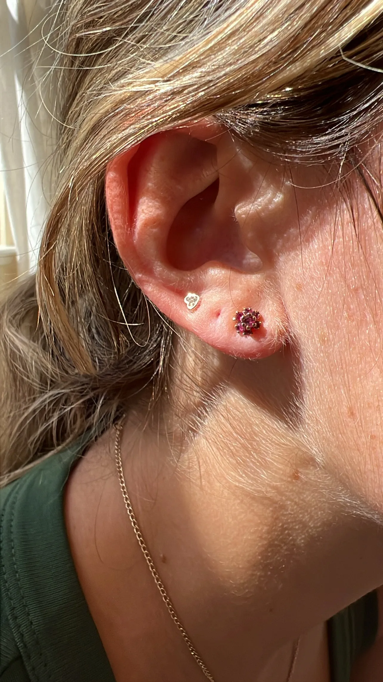 Ruby Flower Earrings
