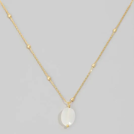 SABRINA WHITE STONE PENDANT NECKLACE