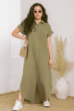 Sagewood Wanderer Button Up Maxi Dress | Olive