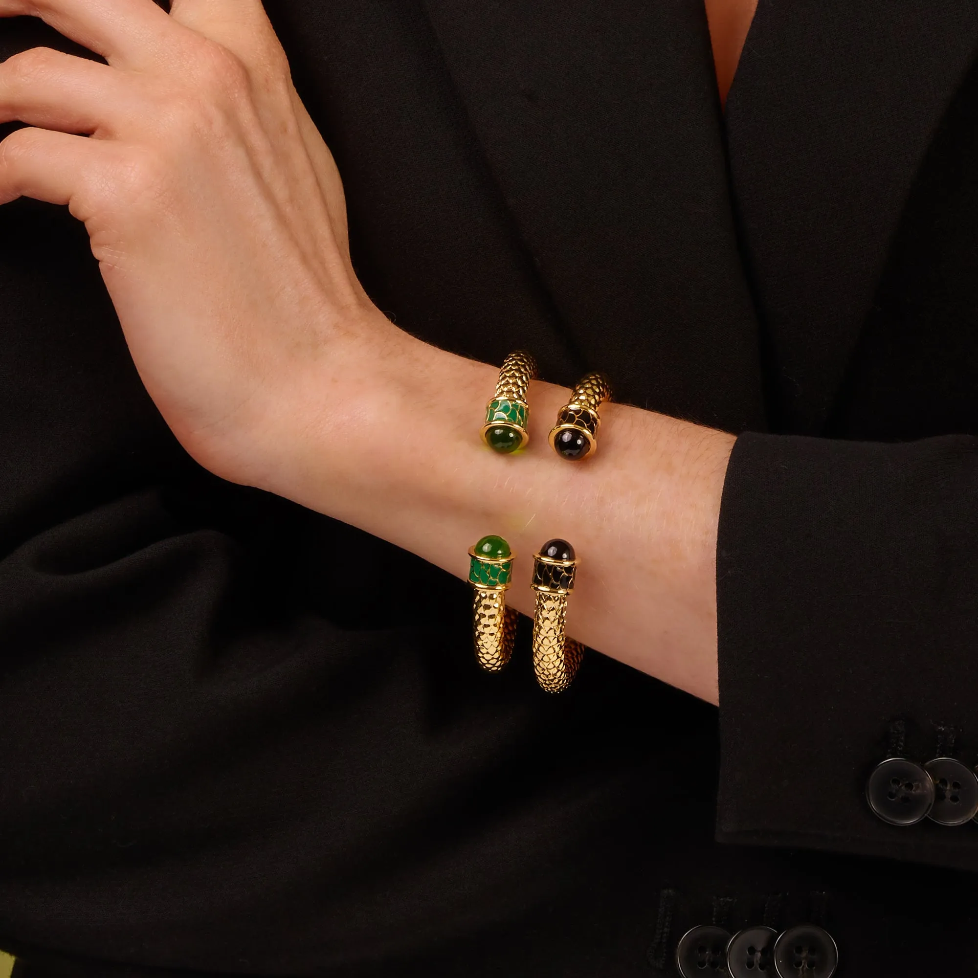 Salamander Torque Black & Gold Bangle