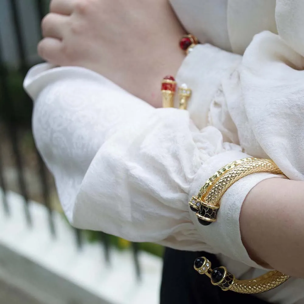 Salamander Torque Black & Gold Bangle