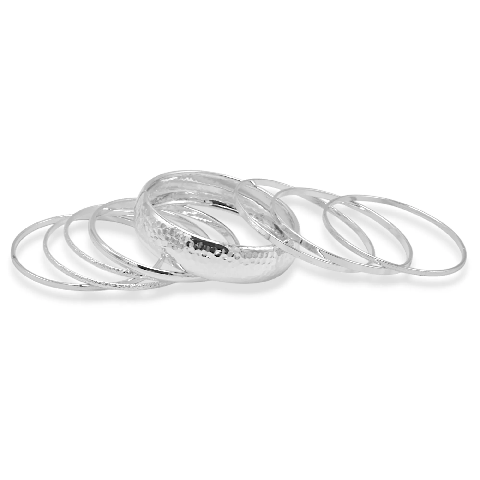 Silver Bangle Set – 8 Pieces#HB9615_SILVER (KC4/IH15)