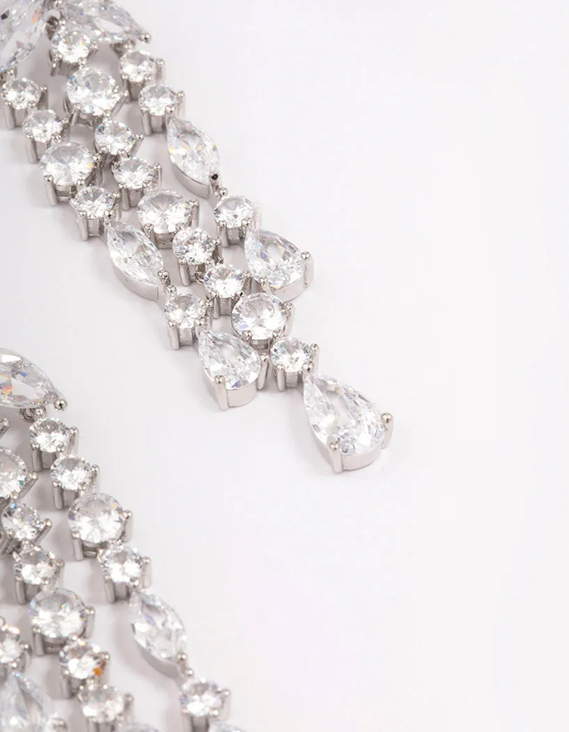 Silver Cascade Stone Drop Earrings