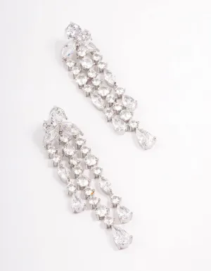 Silver Cascade Stone Drop Earrings