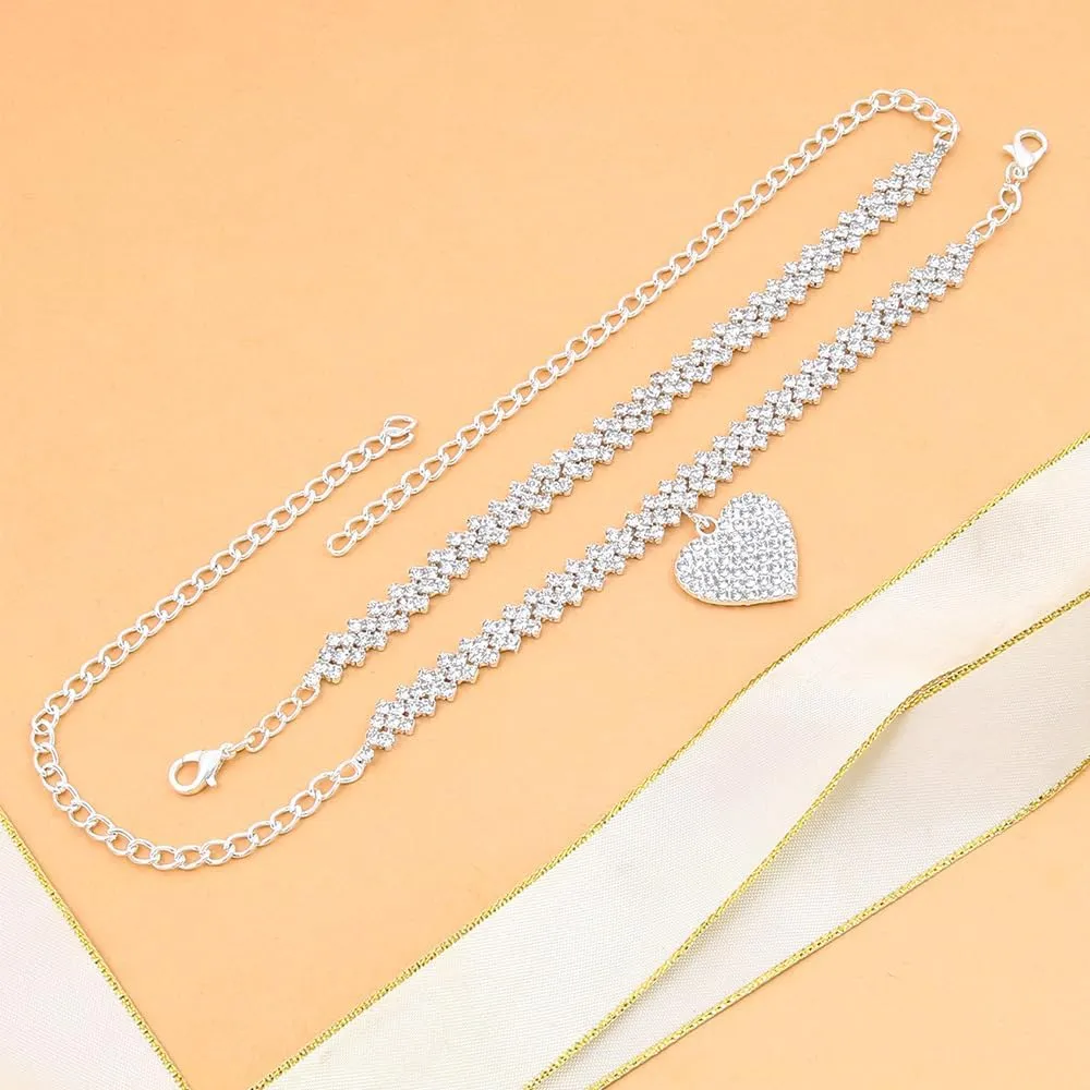 Silver Women's Anklets: Waterproof Cross Heart & Butterfly Designs - Large & Plus Size Ankle Bracelets for Big Ankles - Beach Summer Foot Jewelry