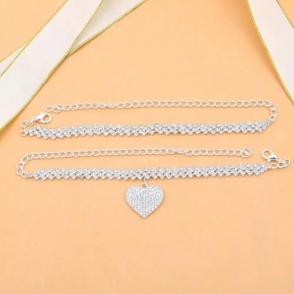 Silver Women's Anklets: Waterproof Cross Heart & Butterfly Designs - Large & Plus Size Ankle Bracelets for Big Ankles - Beach Summer Foot Jewelry