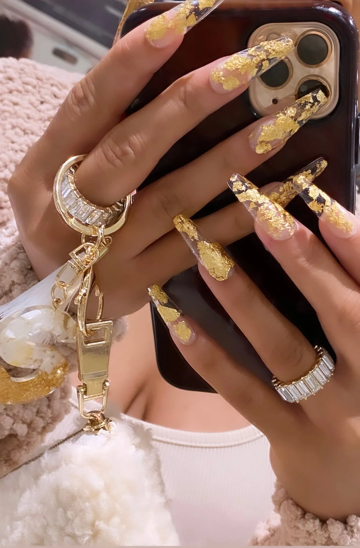 Smoke and Mirrors Eternity Baguette Ring | Clear & Gold