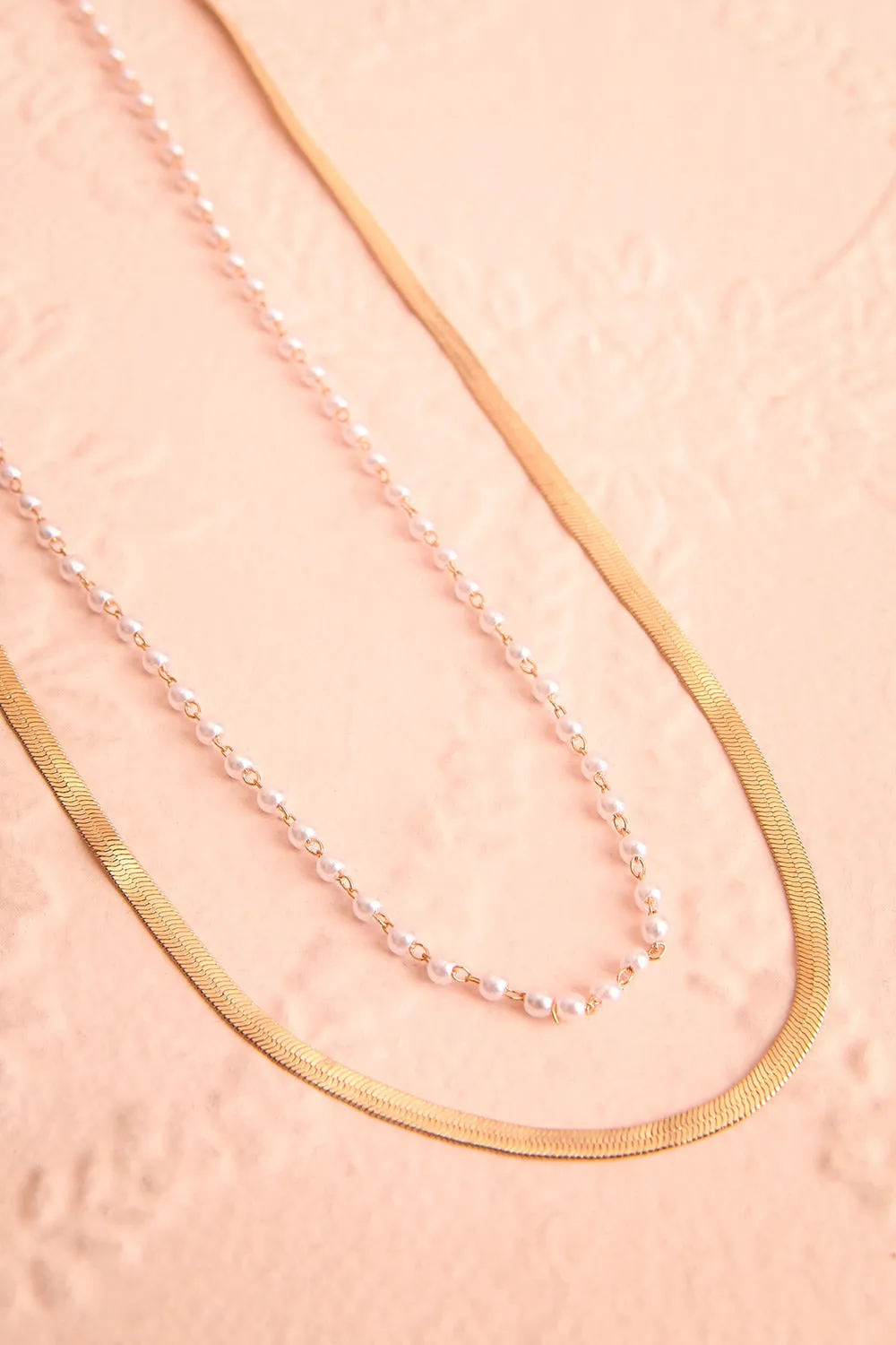 Solar | Flat Chain & Pearl Necklace Set