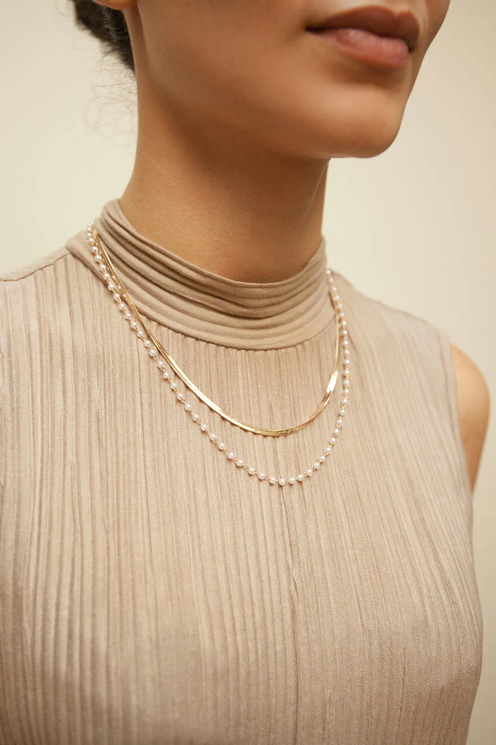 Solar | Flat Chain & Pearl Necklace Set