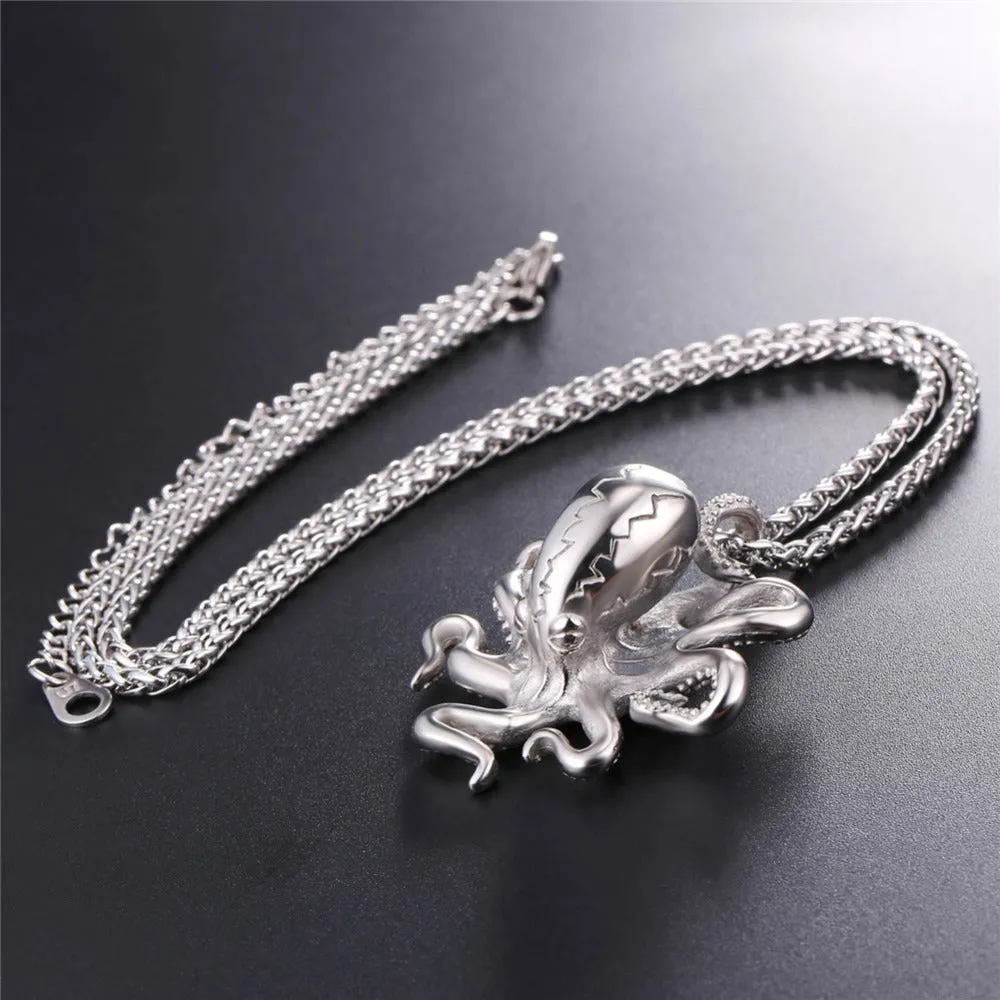Stainless Steel Octopus Charm Necklace Pendant