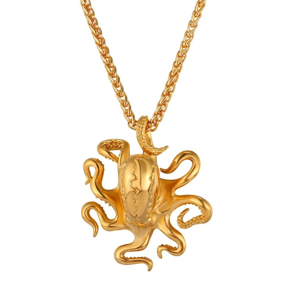 Stainless Steel Octopus Charm Necklace Pendant