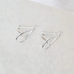 Sterling Silver 3D Triangle Earrings