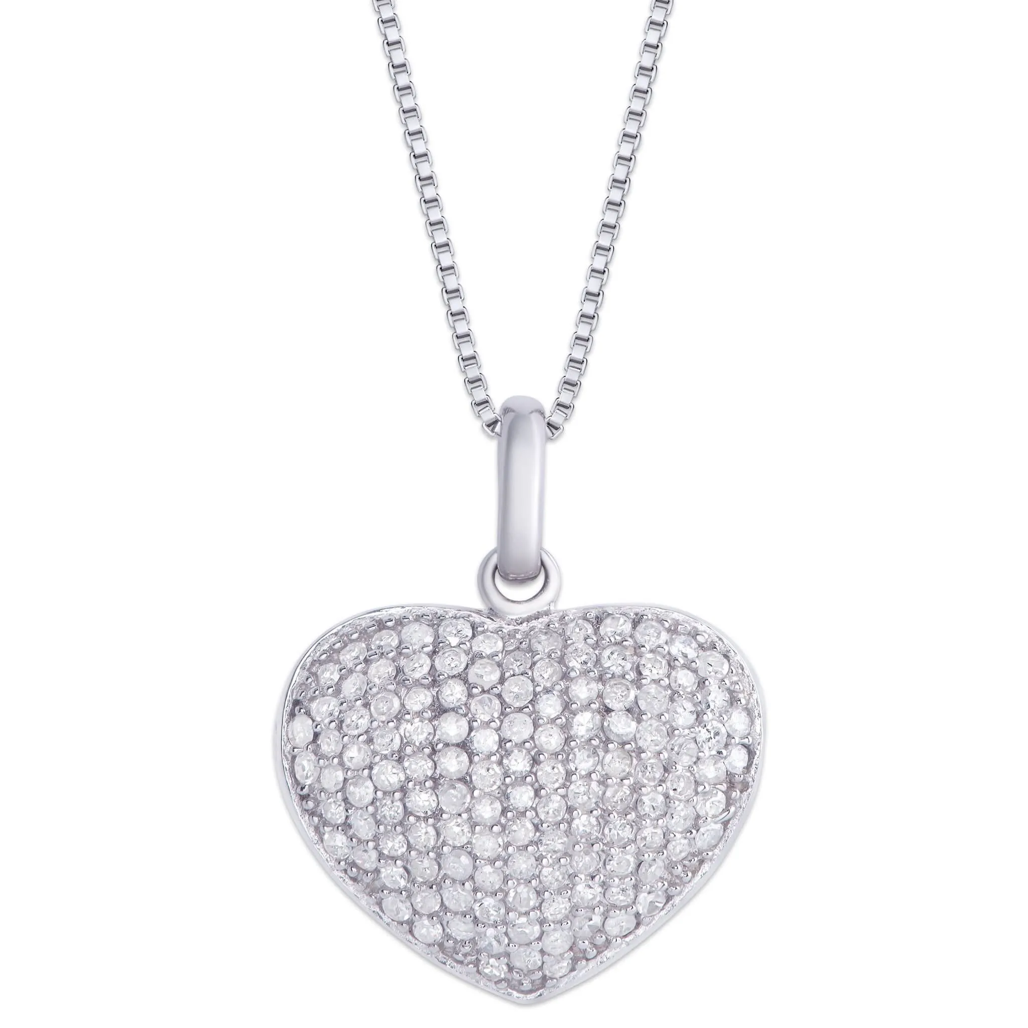 Sterling Silver .60 Ct Diamond Heart Locket Pendant